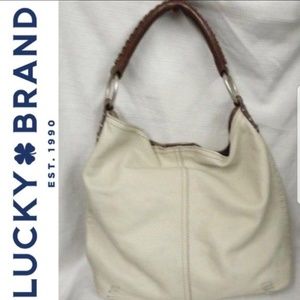 Lucky BrandShoulder Whipstitch Brown Leather Hobo